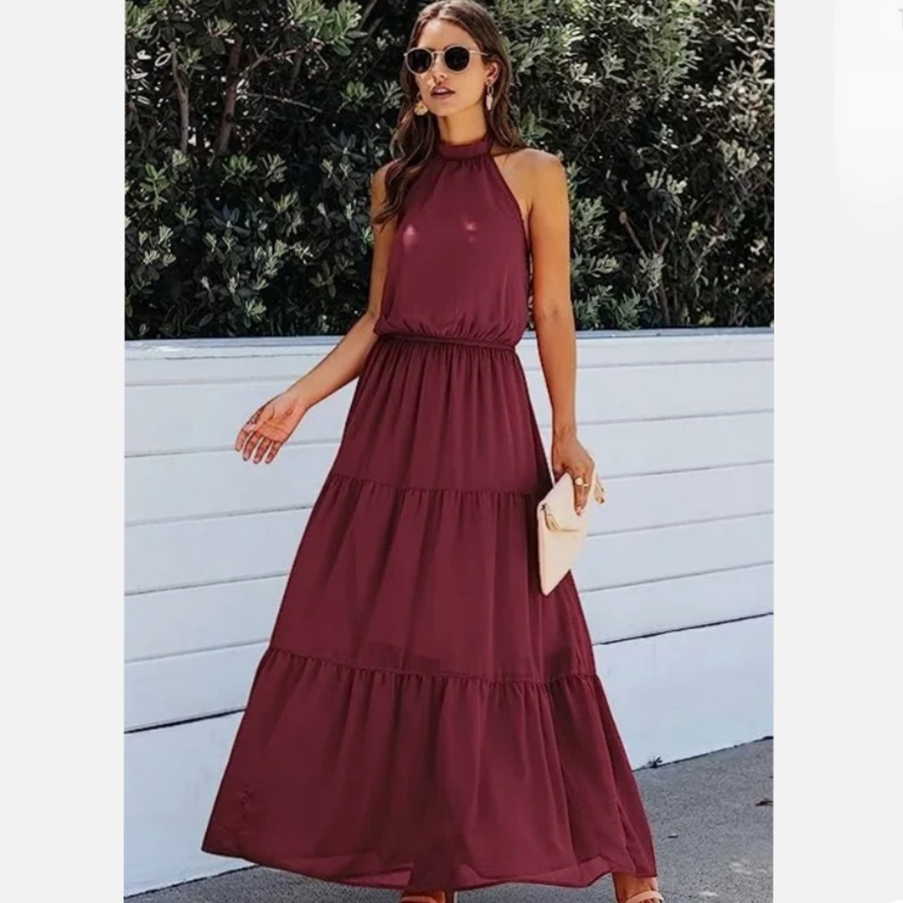 NWT Pretty Garden Hi Lo Tiered Maxi Dress /Medium